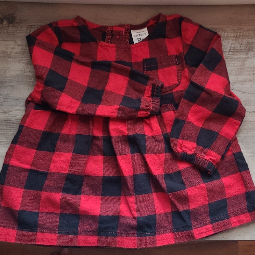 Red and black plaid long sleeve shirt (12 mth)